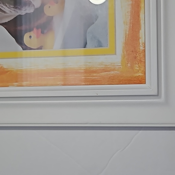 Let the Grooming Begin Framed Bulldog w/ Rubber Duck Picture White Orange Yellow - Picture 11 of 11